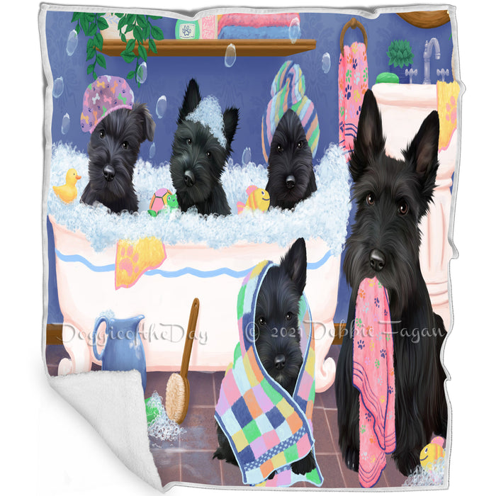 Rub A Dub Dogs In A Tub Scottish Terriers Dog Blanket BLNKT130800