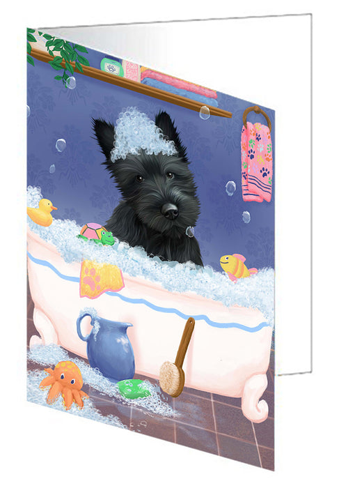 Rub A Dub Dog In A Tub Scottish Terrier Dog Handmade Artwork Assorted Pets Greeting Cards and Note Cards with Envelopes for All Occasions and Holiday Seasons GCD79628