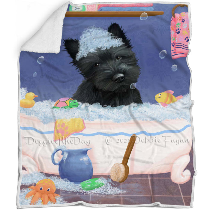 Rub A Dub Dog In A Tub Scottish Terrier Dog Blanket BLNKT143147