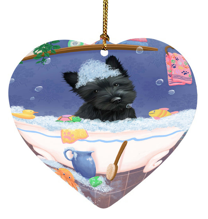 Rub A Dub Dog In A Tub Scottish Terrier Dog Heart Christmas Ornament HPORA58678
