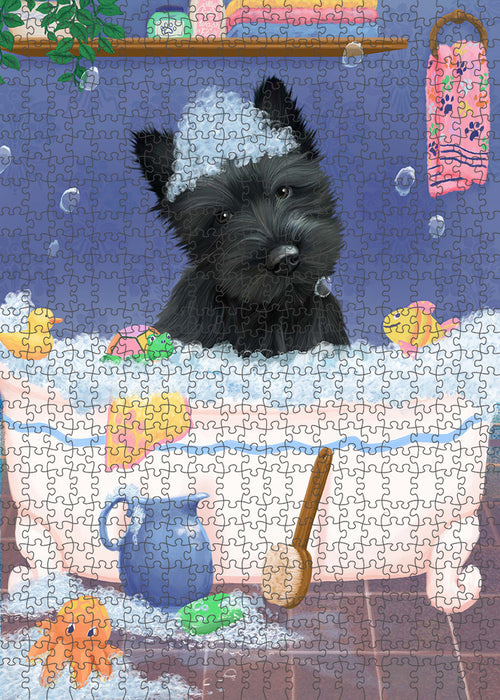 Rub A Dub Dog In A Tub Scottish Terrier Dog Portrait Jigsaw Puzzle for Adults Animal Interlocking Puzzle Game Unique Gift for Dog Lover's with Metal Tin Box PZL350