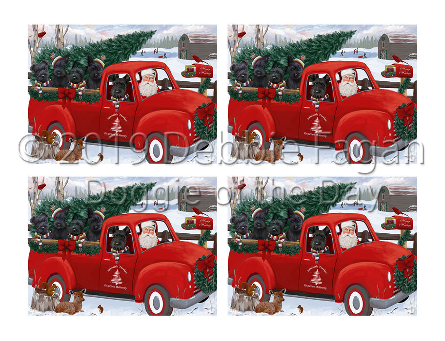Christmas Santa Express Delivery Red Truck Scottish Terrier Dogs Placemat