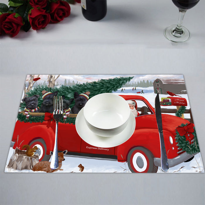 Christmas Santa Express Delivery Red Truck Scottish Terrier Dogs Placemat