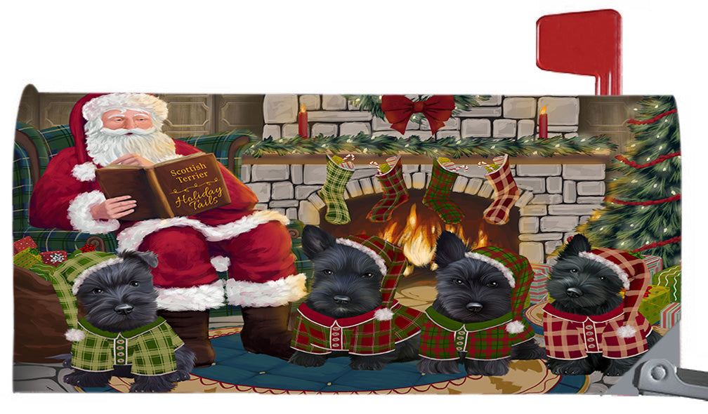 Christmas Cozy Holiday Fire Tails Scottish Terrier Dogs 6.5 x 19 Inches Magnetic Mailbox Cover Post Box Cover Wraps Garden Yard Décor MBC48931