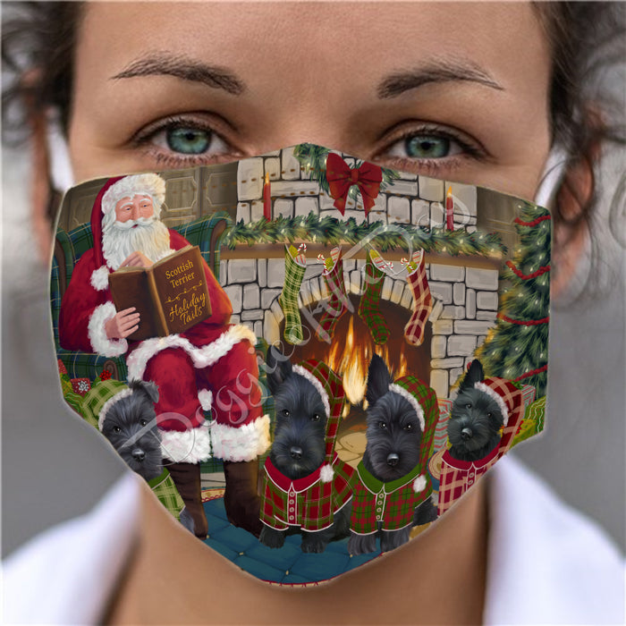 Christmas Cozy Holiday Fire Tails Scottish Terrier Dogs Face Mask FM48664