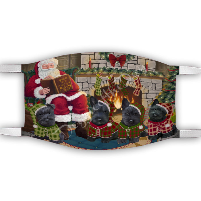 Christmas Cozy Holiday Fire Tails Scottish Terrier Dogs Face Mask FM48664