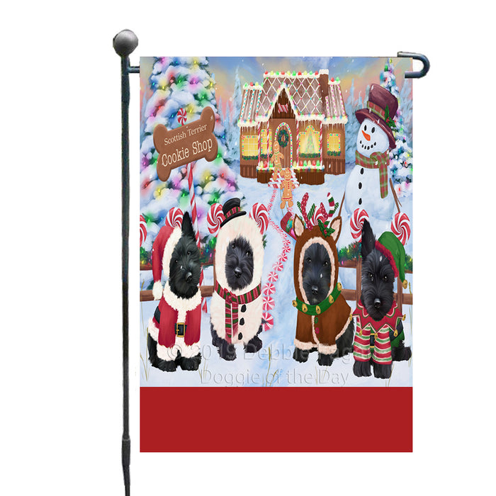Personalized Holiday Gingerbread Cookie Shop Scottish Terrier Dogs Custom Garden Flags GFLG-DOTD-A59235