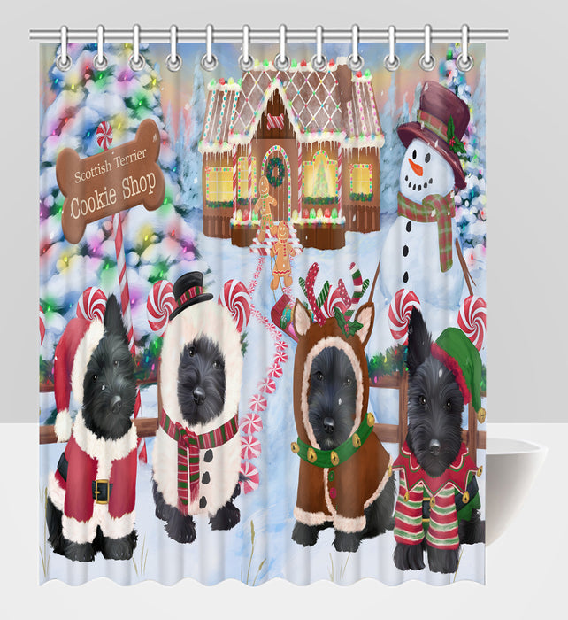 Holiday Gingerbread Cookie Scottish Terrier Dogs Shower Curtain