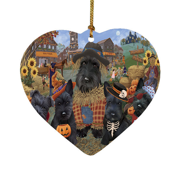 Halloween 'Round Town Scottish Terrier Dogs Heart Christmas Ornament HPOR57700