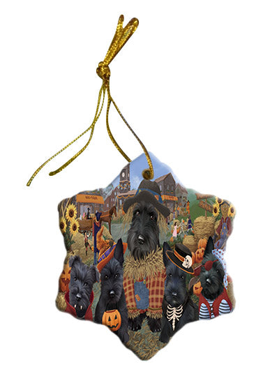 Halloween 'Round Town Scottish Terrier Dogs Star Porcelain Ornament SPOR57700
