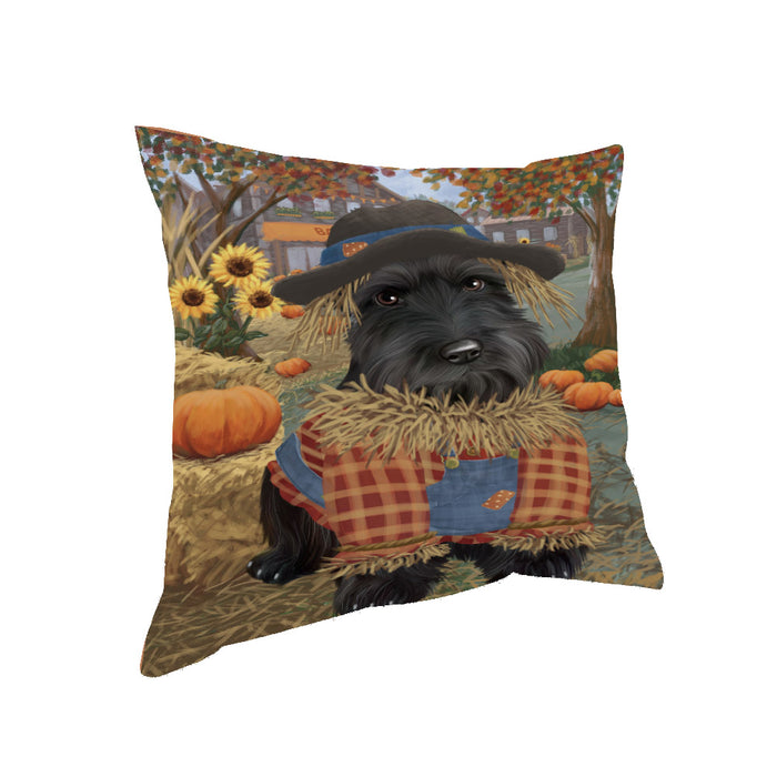 Fall Pumpkin Scarecrow Schnauzer Dogs Pillow PIL85392 (18x18)