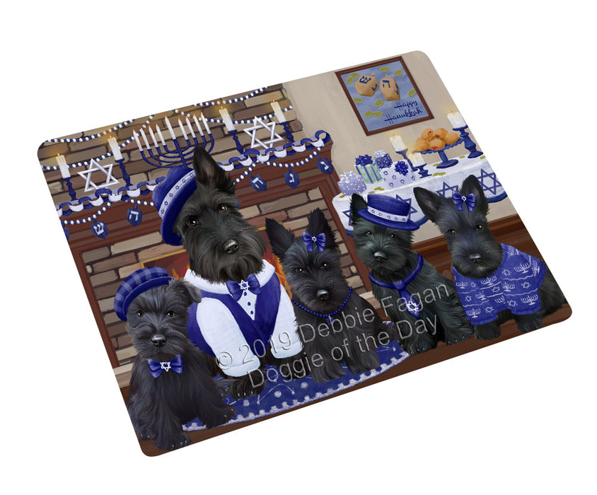 Happy Hanukkah Family Scottish Terrier Dogs Cutting Board - For Kitchen - Scratch & Stain Resistant - Designed To Stay In Place - Easy To Clean By Hand - Perfect for Chopping Meats, Vegetables