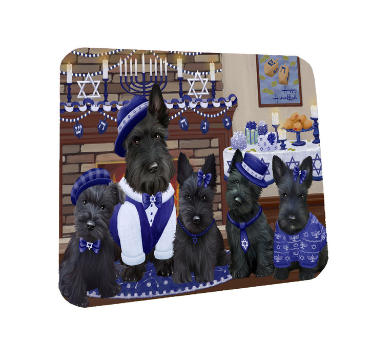 Happy Hanukkah Family Scottish Terrier Dogs Coasters Set of 4 CSTA57873