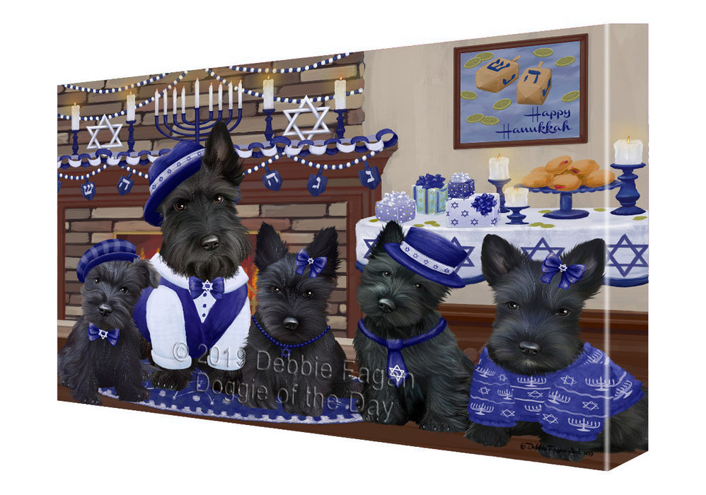 Happy Hanukkah Family Scottish Terrier Dogs Canvas Print Wall Art Décor CVS144233