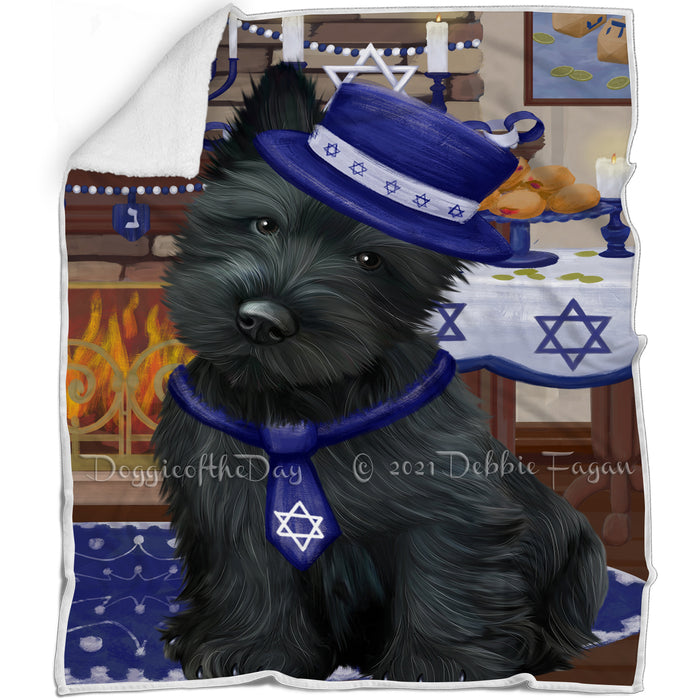 Happy Hanukkah Scottish Terrier Dog Blanket BLNKT144038