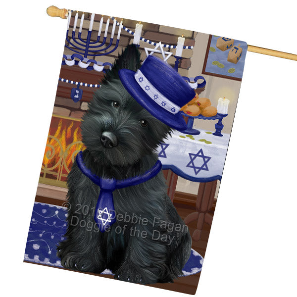Happy Hanukkah Scottish Terrier Dog House Flag FLG66003