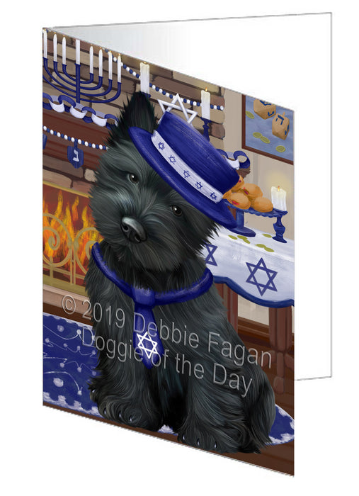 Happy Hanukkah Scottish Terrier Dog Handmade Artwork Assorted Pets Greeting Cards and Note Cards with Envelopes for All Occasions and Holiday Seasons GCD78719