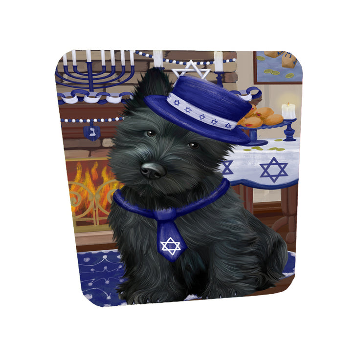 Happy Hanukkah Family Scottish Terrier Dogs Coasters Set of 4 CSTA58758