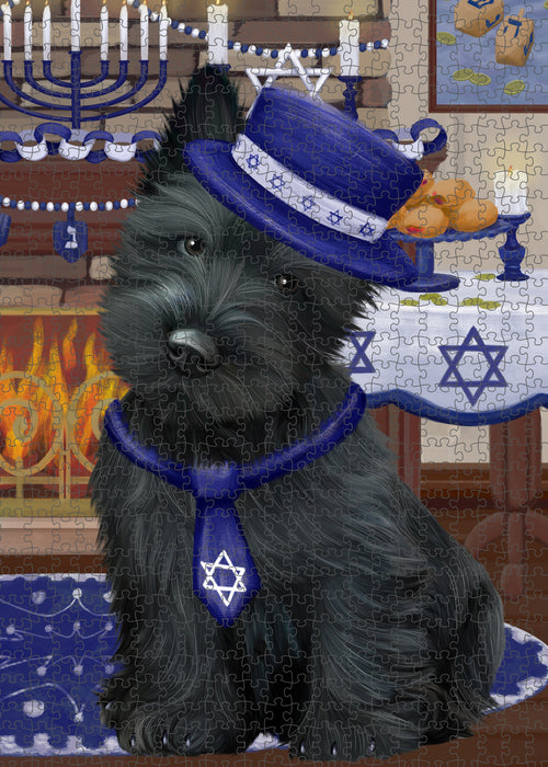 Happy Hanukkah Scottish Terrier Dog Puzzle with Photo Tin PUZ99132