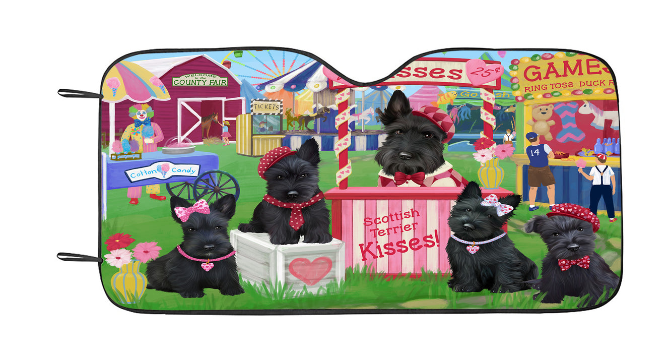 Carnival Kissing Booth Scottish Terrier Dogs Car Sun Shade