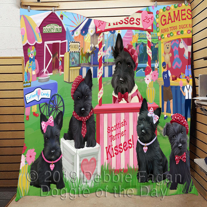 Carnival Kissing Booth Scottish Terrier Dogs Quilt
