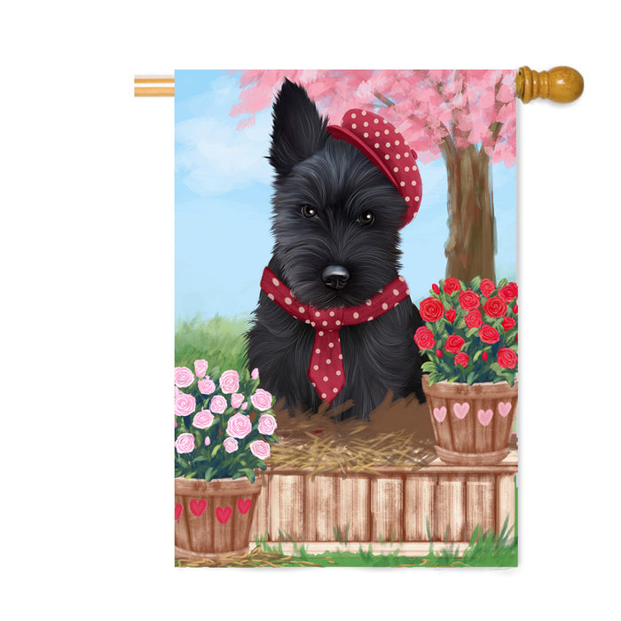 Personalized Rosie 25 Cent Kisses Scottish Terrier Dog Custom House Flag FLG64935