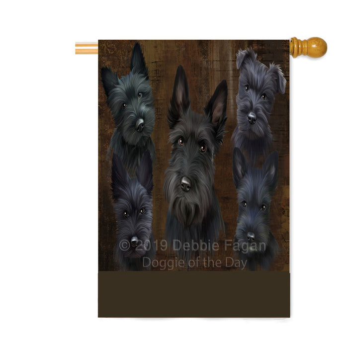 Personalized Rustic 5 Scottish Terrier Dogs Custom House Flag FLG-DOTD-A62628