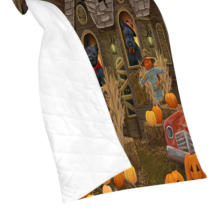 Haunted House Halloween Trick or Treat Scottish Terrier Dogs Quilt