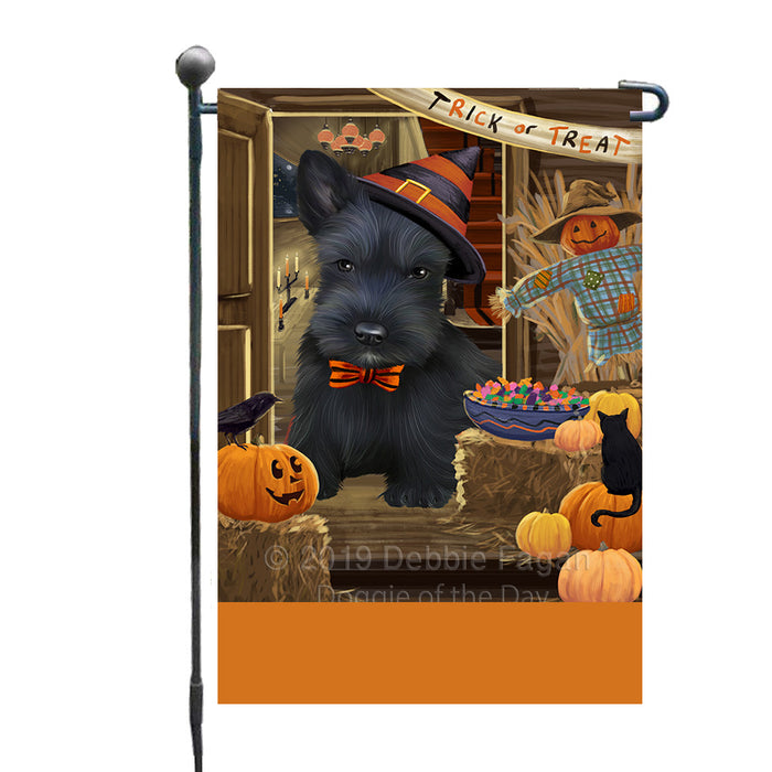 Personalized Enter at Own Risk Trick or Treat Halloween Scottish Terrier Dog Custom Garden Flags GFLG-DOTD-A59710