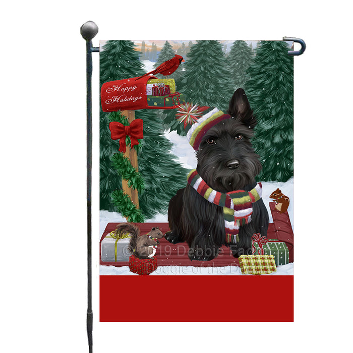 Personalized Merry Christmas Woodland Sled  Scottish Terrier Dog Custom Garden Flags GFLG-DOTD-A61678