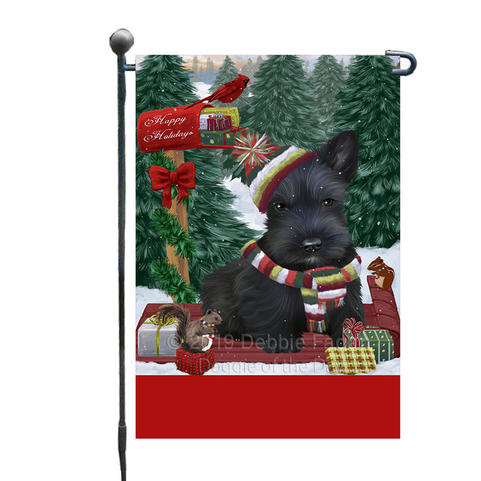 Personalized Merry Christmas Woodland Sled  Scottish Terrier Dog Custom Garden Flags GFLG-DOTD-A61679