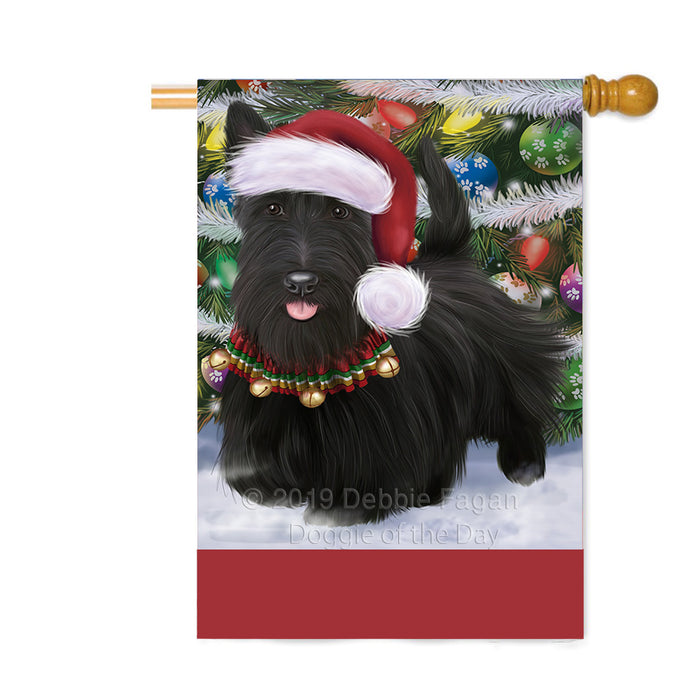 Personalized Trotting in the Snow Scottish Terrier Dog Custom House Flag FLG-DOTD-A60842