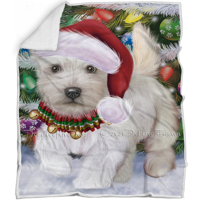 Trotting in the Snow Scottish Terrier Dog Blanket BLNKT142829
