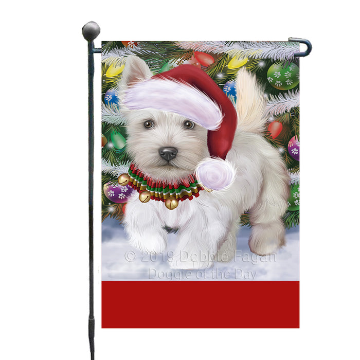 Personalized Trotting in the Snow Scottish Terrier Dog Custom Garden Flags GFLG-DOTD-A60787
