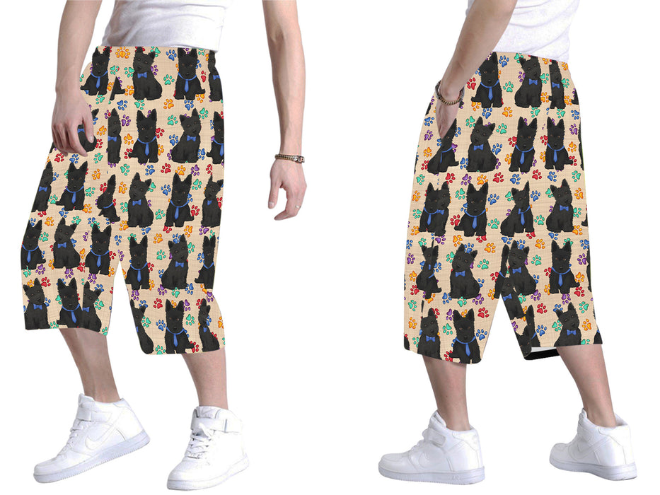 Rainbow Paw Print Scottish Terrier Dogs Blue All Over Print Men's Baggy Shorts