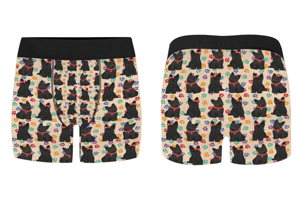 Rainbow Paw Print Scottish Terrier Dogs Red Men's Classic Boxer Briefs