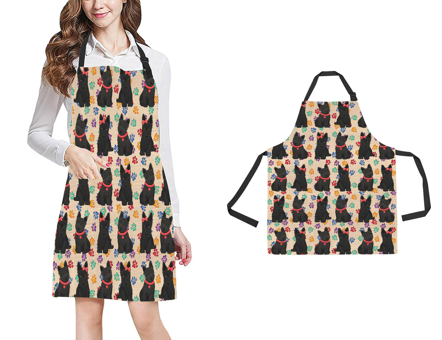 Rainbow Paw Print Scottish Terrier Dogs Red All Over Print Adjustable Apron