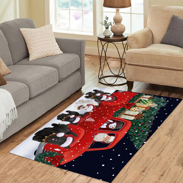 Christmas Express Delivery Red Truck Running Scottish Terrier Dogs Polyester Area Rug ARUG63086