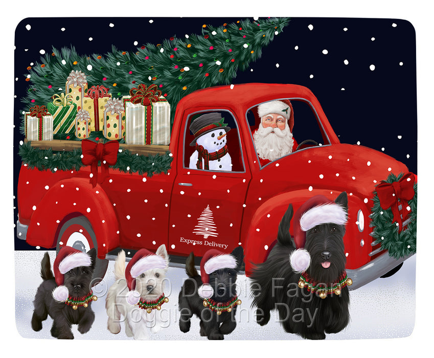 Christmas Express Delivery Red Truck Running Scottish Terrier Dogs Blanket BLNKT141943