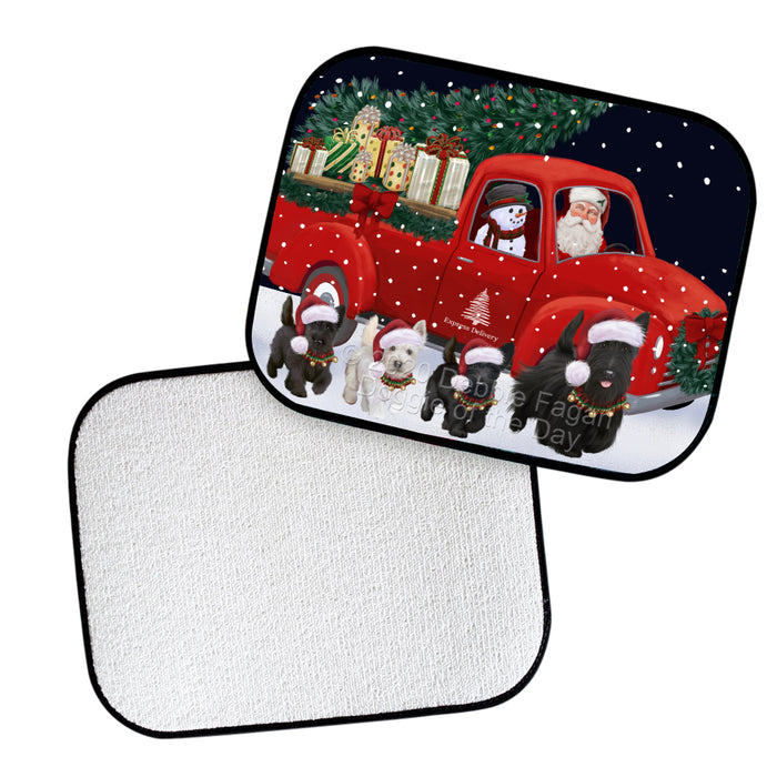 Christmas Express Delivery Red Truck Running Scottish Terrier Dogs Polyester Anti-Slip Vehicle Carpet Car Floor Mats  CFM49555