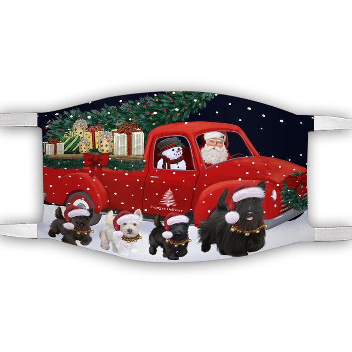 Christmas Express Delivery Red Truck Running Scottish Terrier Dogs Face Mask FM49894