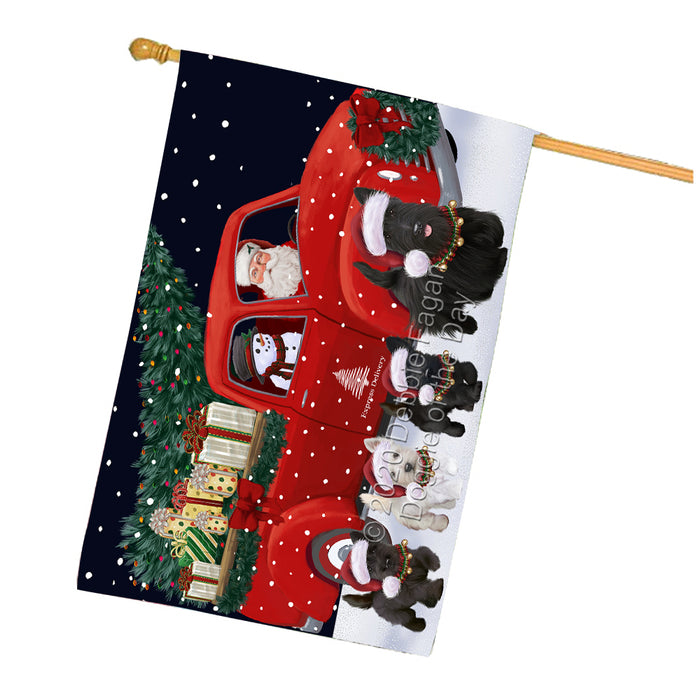 Christmas Express Delivery Red Truck Running Scottish Terrier Dogs House Flag FLG66547