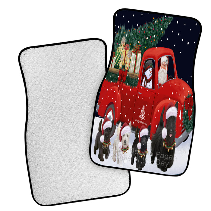 Christmas Express Delivery Red Truck Running Scottish Terrier Dogs Polyester Anti-Slip Vehicle Carpet Car Floor Mats  CFM49555