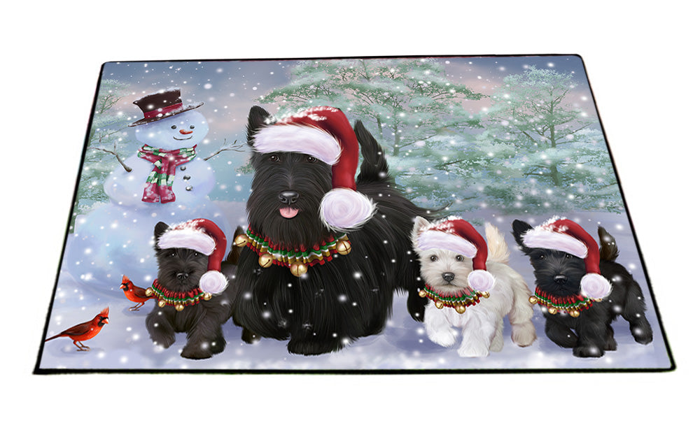 Christmas Running Family Scottish Terrier Dogs Floormat FLMS54320