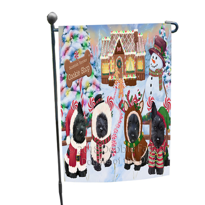 Holiday Gingerbread Cookie Shop Scottish Terriers Dog Garden Flag GFLG57245