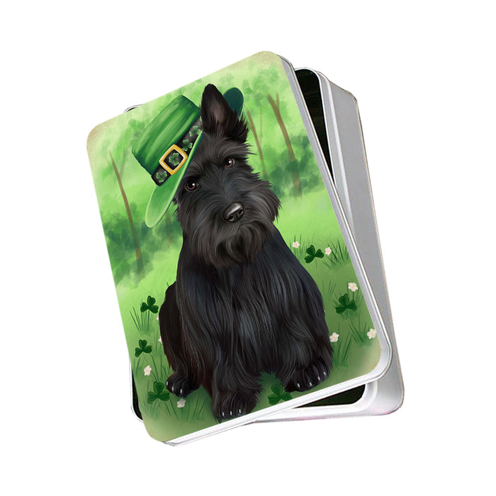 St. Patricks Day Irish Portrait Scottish Terrier Dog Photo Storage Tin PITN49384