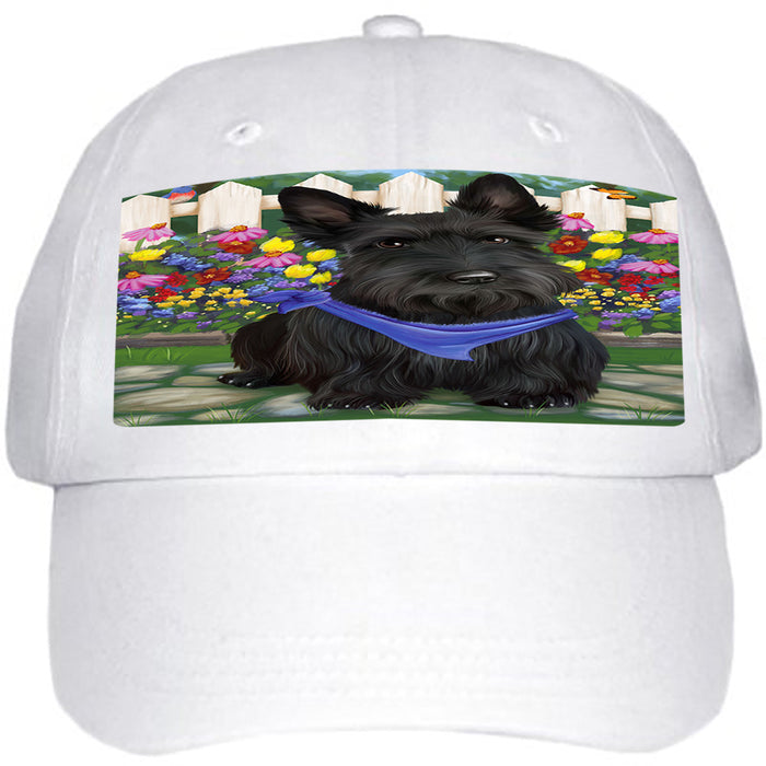 Spring Floral Scottish Terrier Dog Ball Hat Cap HAT59736