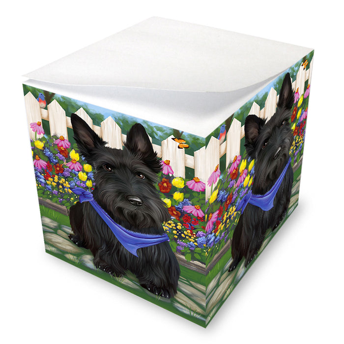 Spring Floral Scottish Terrier Dog Note Cube NOC52246