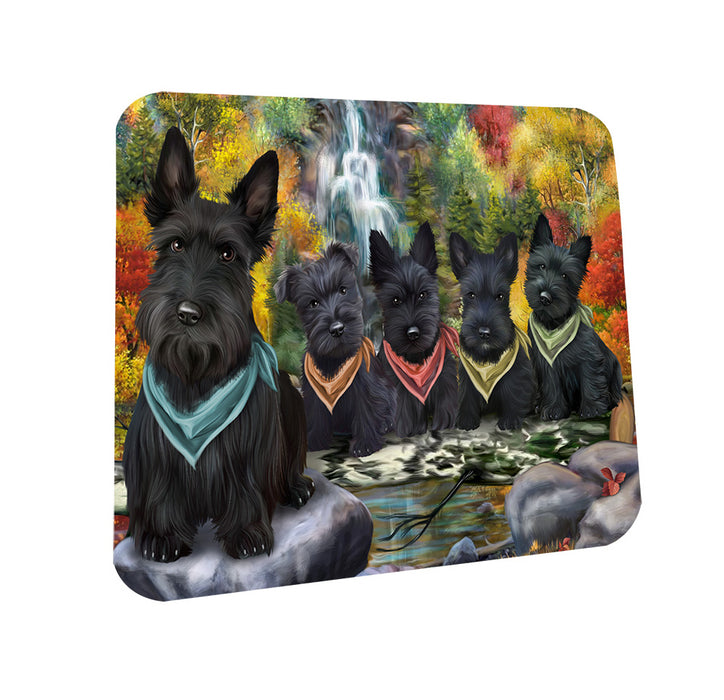 Scenic Waterfall Scottish Terriers Dog Coasters Set of 4 CST49459