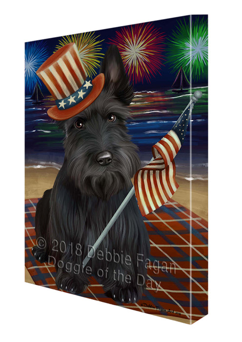 4th of July Independence Day Firework Scottish Terrier Dog Canvas Wall Art CVS56568